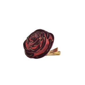 Julekugle - ornament som en rose/blomst med clips i bordeaux rd